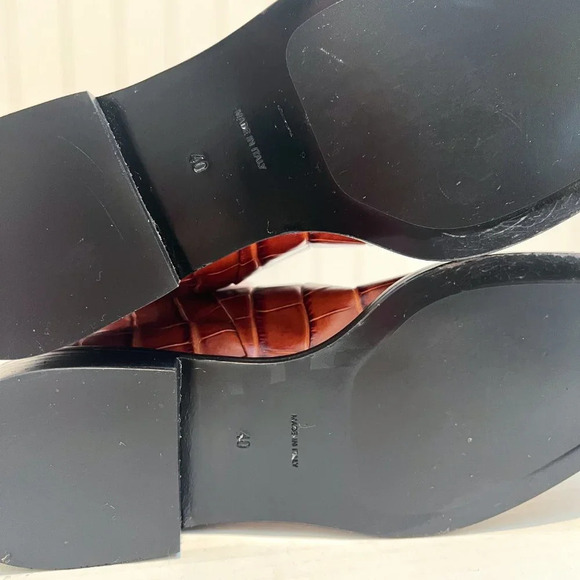 RARE Brock Collection Croc-Effect Cognac Leather Western Designer Riding Boots - Picture 9 of 12